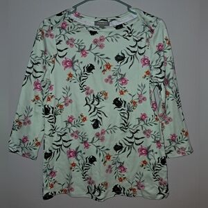 Style & Co. Floral 3/4 Sleeve Top - Pink, Black, Orange NWT